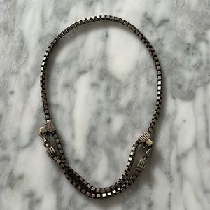 Lisa Jenks Jewelry Vintage Sterling Silver Box Link Necklace